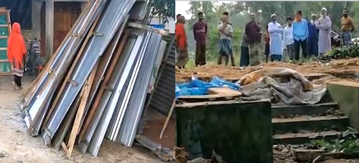 শেরপুরে সুদের টাকার জন্য এক নারীর ঘর ভেঙে দিলো মসজিদের ইমাম